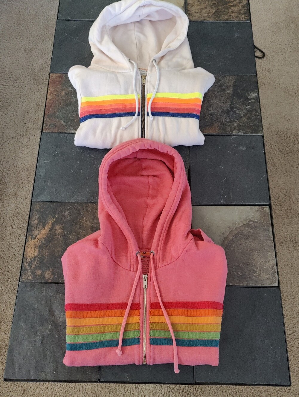 2 Medium Aviator Nation five striped hoodies
